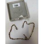 A WHITE METAL DOUBLE ALBERT CHAIN