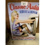 A VINTAGE STYLE METAL 'CLASSIC AUTO' SIGN