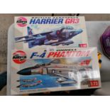 TWO BOXED AIRFIX FIGHTER JET MODELS, SEALED F-4 PHANTOM AND HARRIER GR3