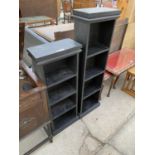 TWO BLACK ASH BOOKSHELVES