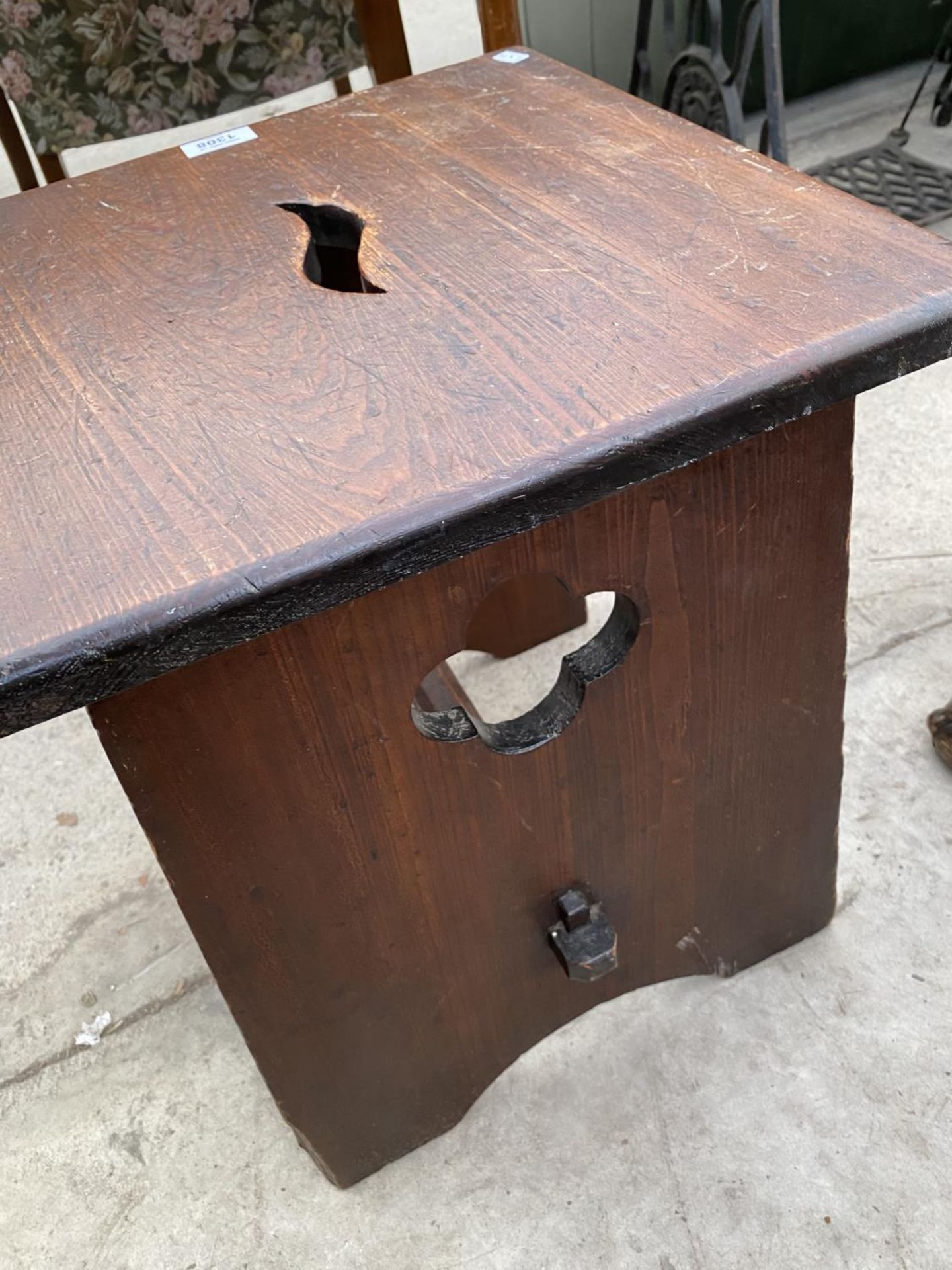 TWO ARTS AND CRAFTS STYLE OAK STOOLS - Image 3 of 3