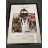 A SIGNED RUGBY MARTIN JOHNSON FRAMED PICTURE