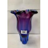 A MURANO BLUE GLASS VASE