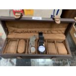 A WATCH BOX TOGETHER WITH TWO GENTS WRIST WATCHES