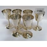 A SET OF SIX LONDON HALLMARKED SILVER MAPPIN & WEBB SMALL SHOT / DRINKING GLASSES, TOTAL WEIGHT
