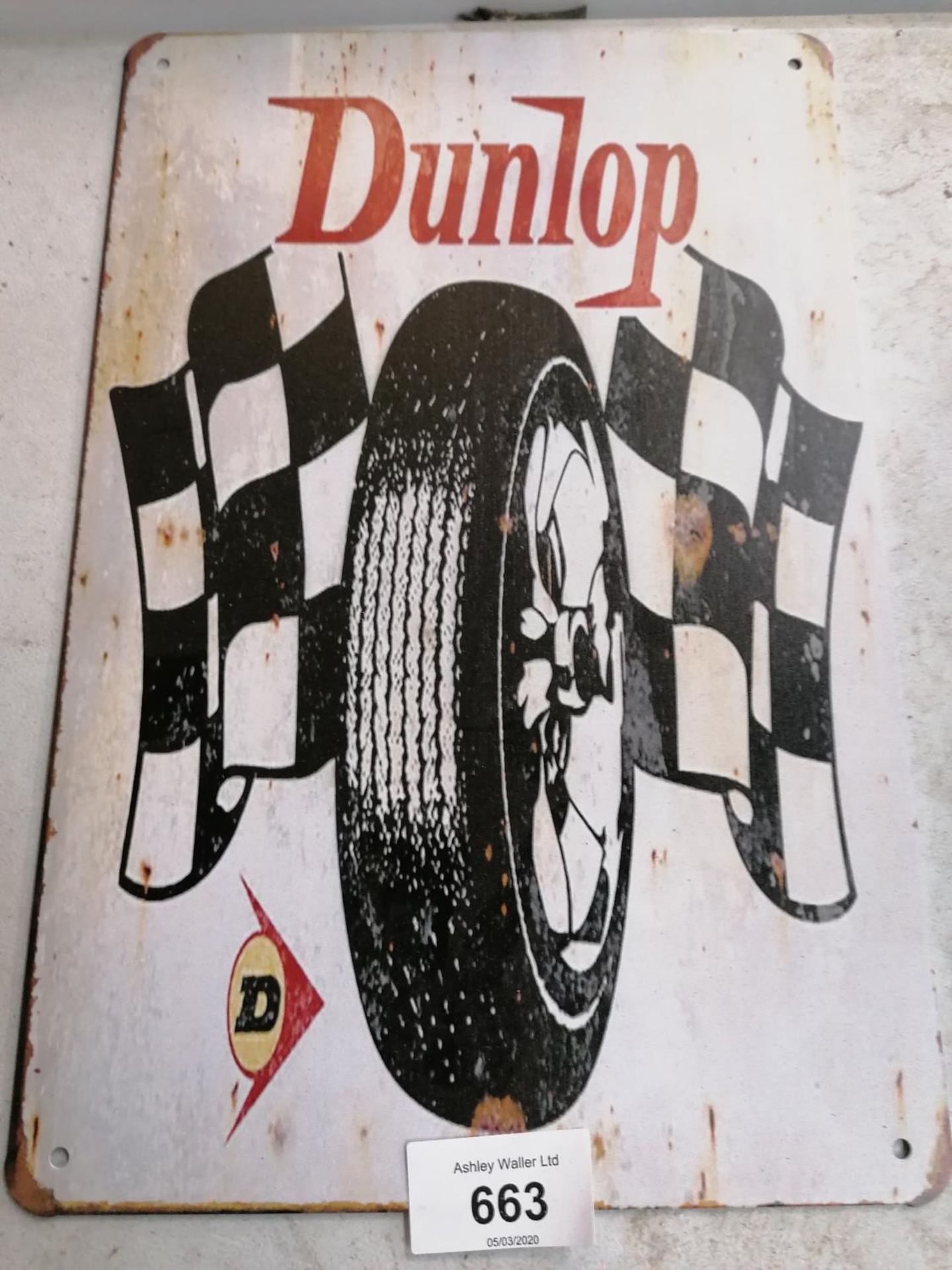 A VINTAGE STYLE 'DUNLOP' METAL SIGN