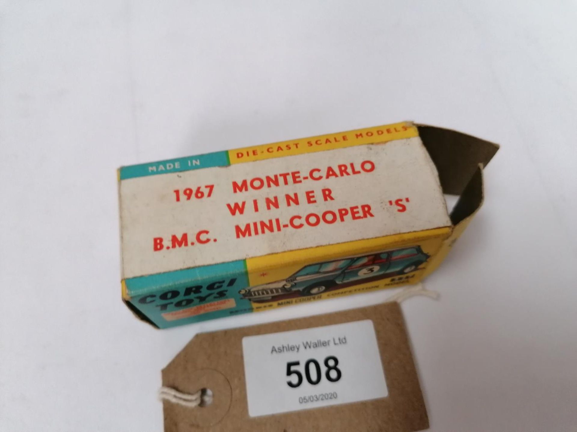 A CORGI TOYS MORRIS MINI COOPER COMPETITION MODEL DIE CAST CAR, WITH ASSOCIATED BOX, MODEL NUMBER - Image 3 of 6