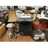 VARIOUS LAMPS, TWO SHREDDERS AND A COOKER RING IN WORKING ORDER