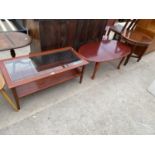 TWO MAHOGANY COFFEE TABLES AND A MAHOGANY OCCASIONAL TABLE
