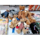 A BOX OF ASSORTED SOFT TOY ITEMS, 'TEACHERS' ETC