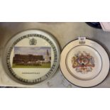 A JUBILEE DRINKS TRAY TOGETHER WITH A COMMEMORATIVE CERAMIC PLATE