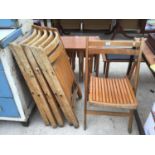 FIVE VINTAGE WOODEN FOLDING CHAIRS