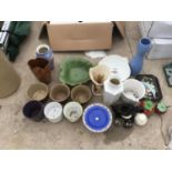 A COLLECTION OF PLANT POTS, VASES, JARS ETC