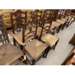 SEVEN OAK MACCLESFIELD DINING CHAIRS WITH LADDER BACKS AND RUSH SEATS