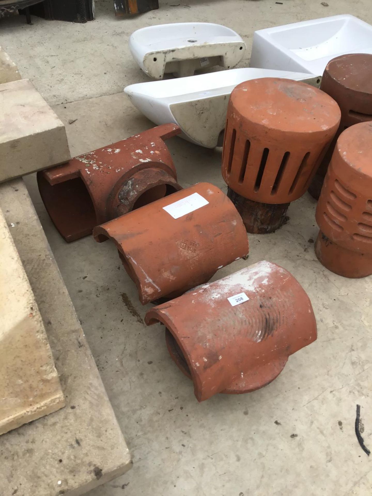 THREE TERRACOTTA CHIMNEY POT TOPS - Image 3 of 3