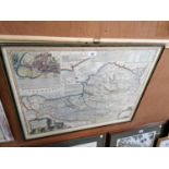 A LARGE FRAMED COUNTY OF SOMERSET MAP