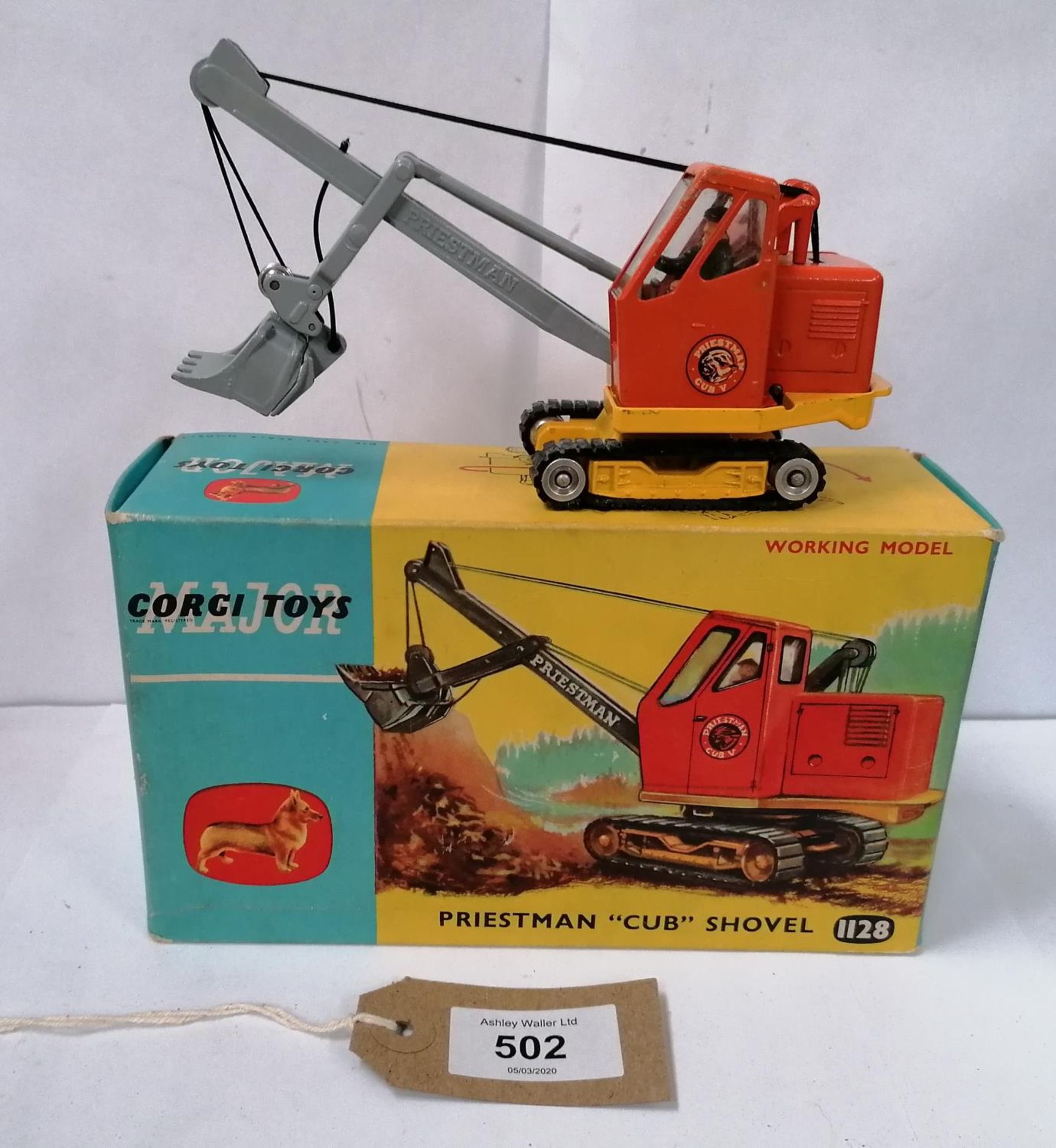 A CORGI MAJOR TOYS PRIESTMAN "CUB" SHOVEL IN ORIGINAL BOX - MODEL NUMBER 1128