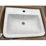 AN AS NEW AND BOXED WHITE VICTORIA PLUMB WASH BASIN 550 BAS1004