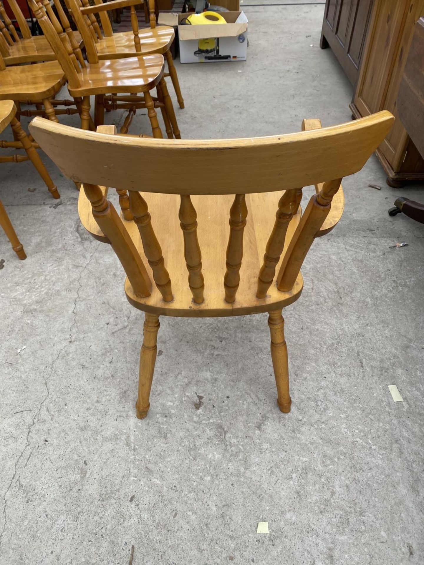 FOUR PINE KITCHEN CHAIRS AND TWO CARVERS - Image 5 of 5