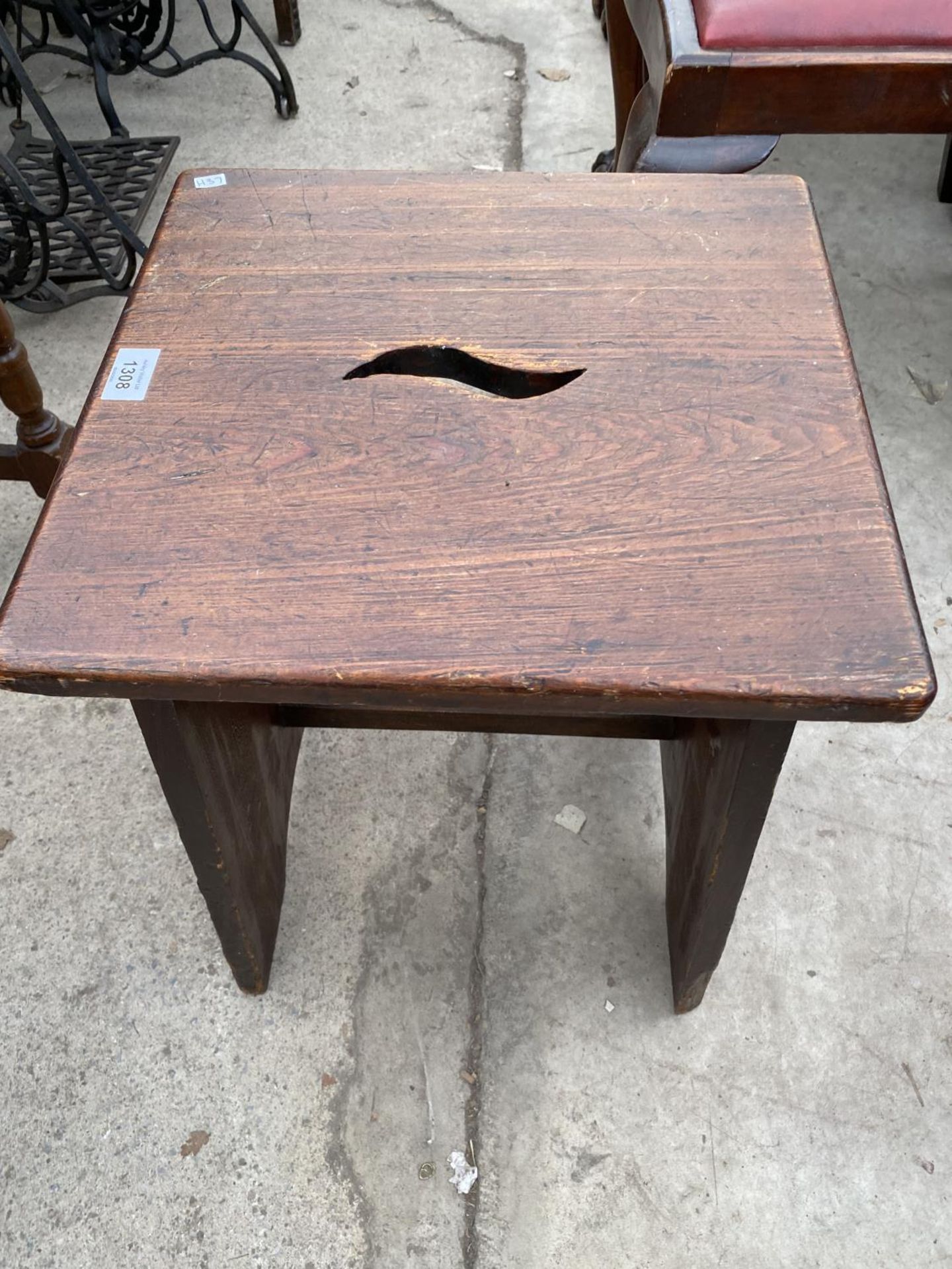 TWO ARTS AND CRAFTS STYLE OAK STOOLS - Image 2 of 3