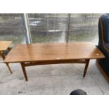 A RETRO TEAK COFFEE TABLE