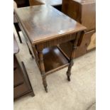 A PRIORY STYLE OAK DROP LEAF TEA TROLLEY