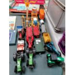 A GROUP OF VINTAGE DIE CAST FARM MODELS, TRACTORS ETC