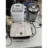 A GEORGE FORMAN GRILL, A BREAD MAKER AND A NEOSTAR COFFEE MACHINE IN WORKING ORDER