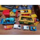 A VINTAGE FISHER PRICE CIRCUS TRAIN SET WITH FIGURES