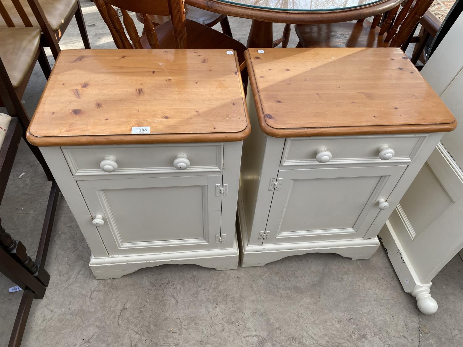 TWO YESTERDAYS PINE CREAM AND PINE BEDSIDE CABINETS
