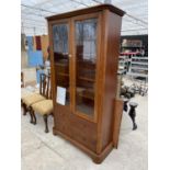 A WILLIS ABD GAMBIER CHERRY WOOD CABINET WITH TWO GLAZED DOORS AND TWO DRAWERS