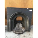 A CAST IRON FIREPLACE WITH GRATE 97CM X 97CM