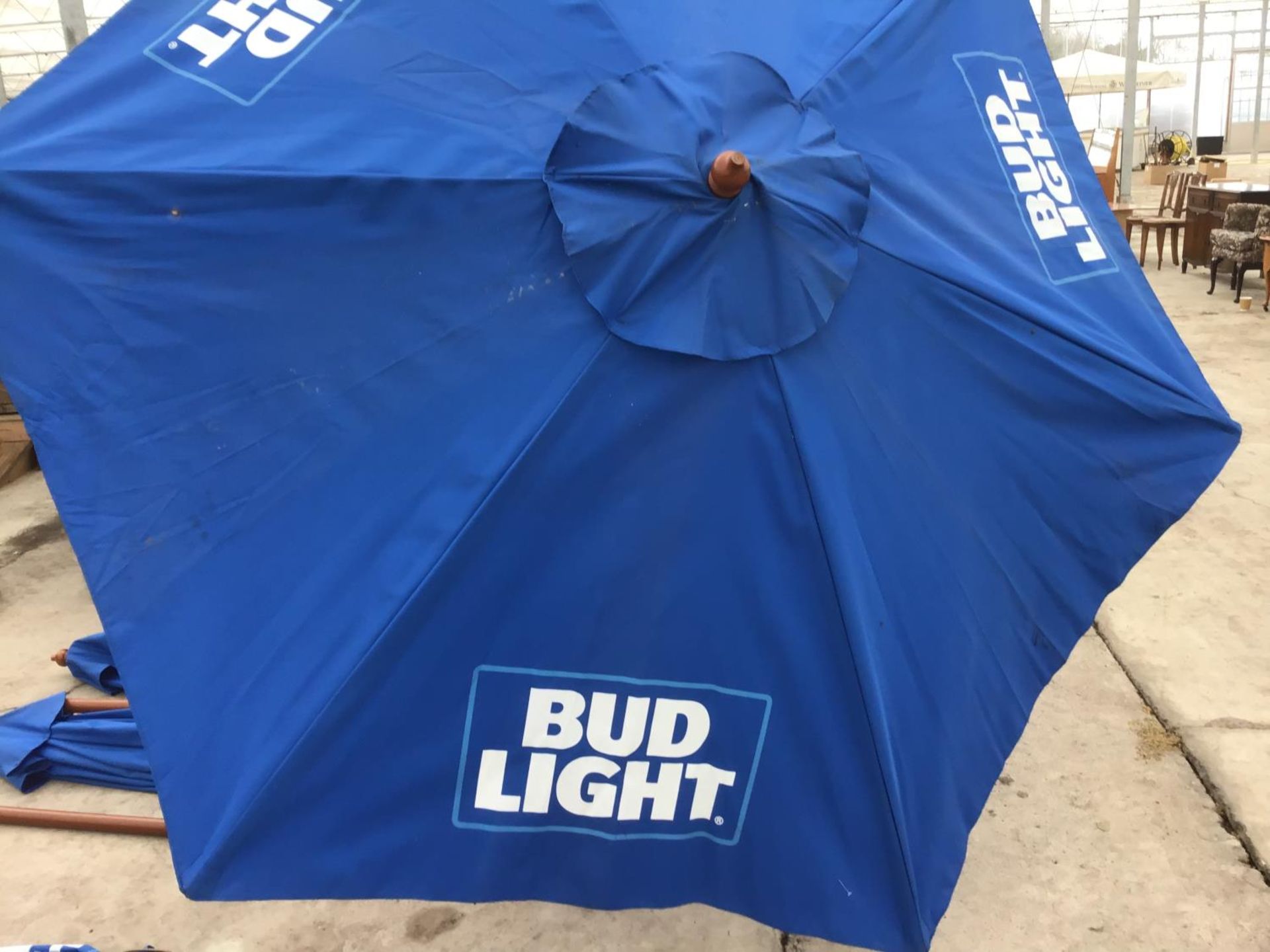 A WOODEN FRAMED BUD LIGHT PARASOL - Image 2 of 2