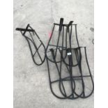 SIX METAL WALL HANGING SADDLE/BRIDLE RACKS