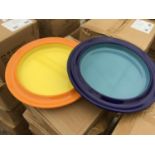 THIRTY SIX MIXED YELLOW AND BLUE NEW AND BOXED HEAVY DUTY PLATES