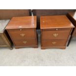 TWO STAG MAHOGANY BEDSIDE CHESTS OF TWO DRAWERS