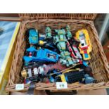 A WICKER BASKET OF ASSORTED LEGO ITEMS