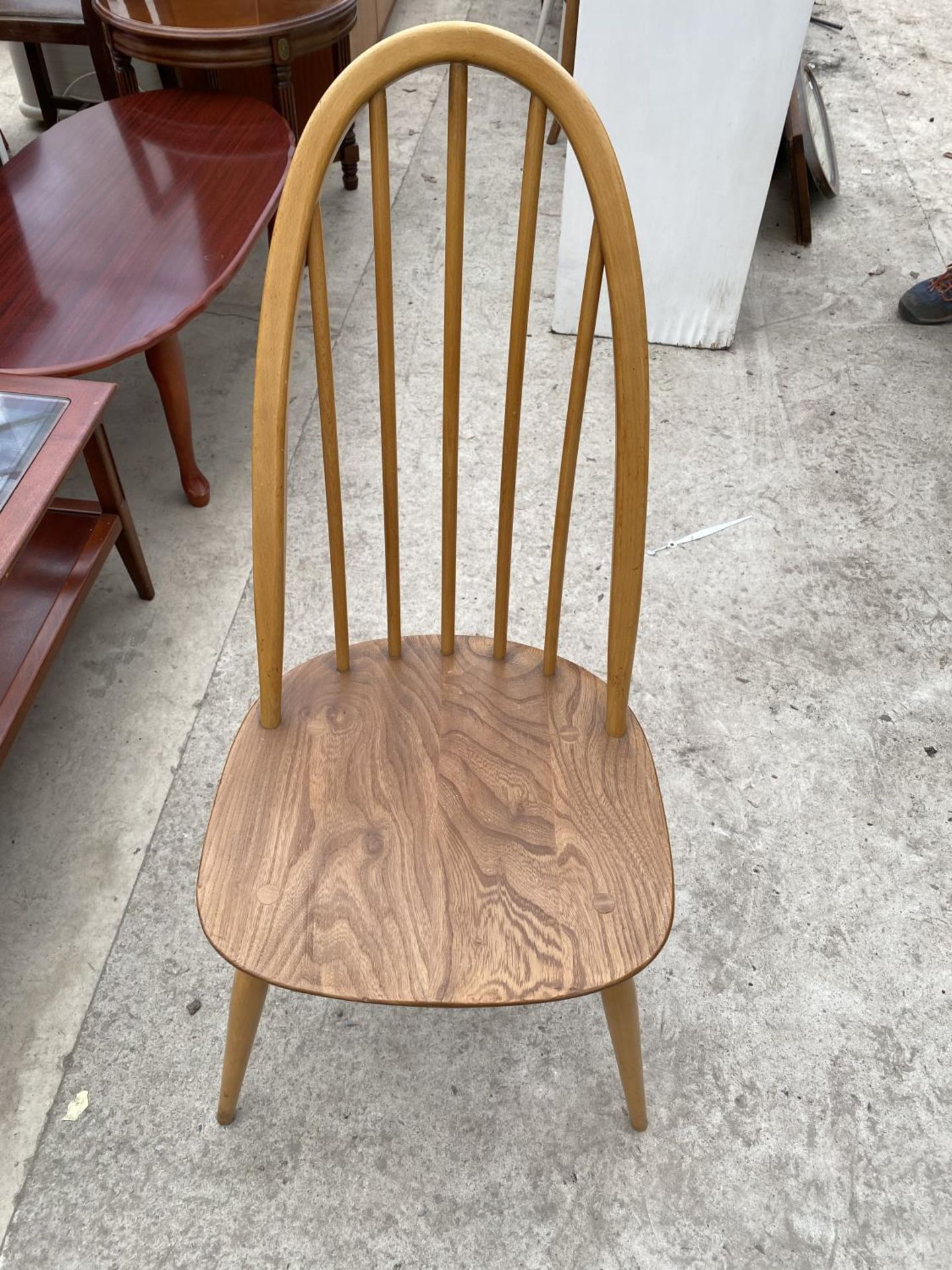 FOUR ERCOL ELM AND BEECH DINING CHAIRS - Image 6 of 8