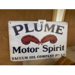 A VINTAGE STYLE 'PLUME MOTOR SPIRIT' METAL SIGN