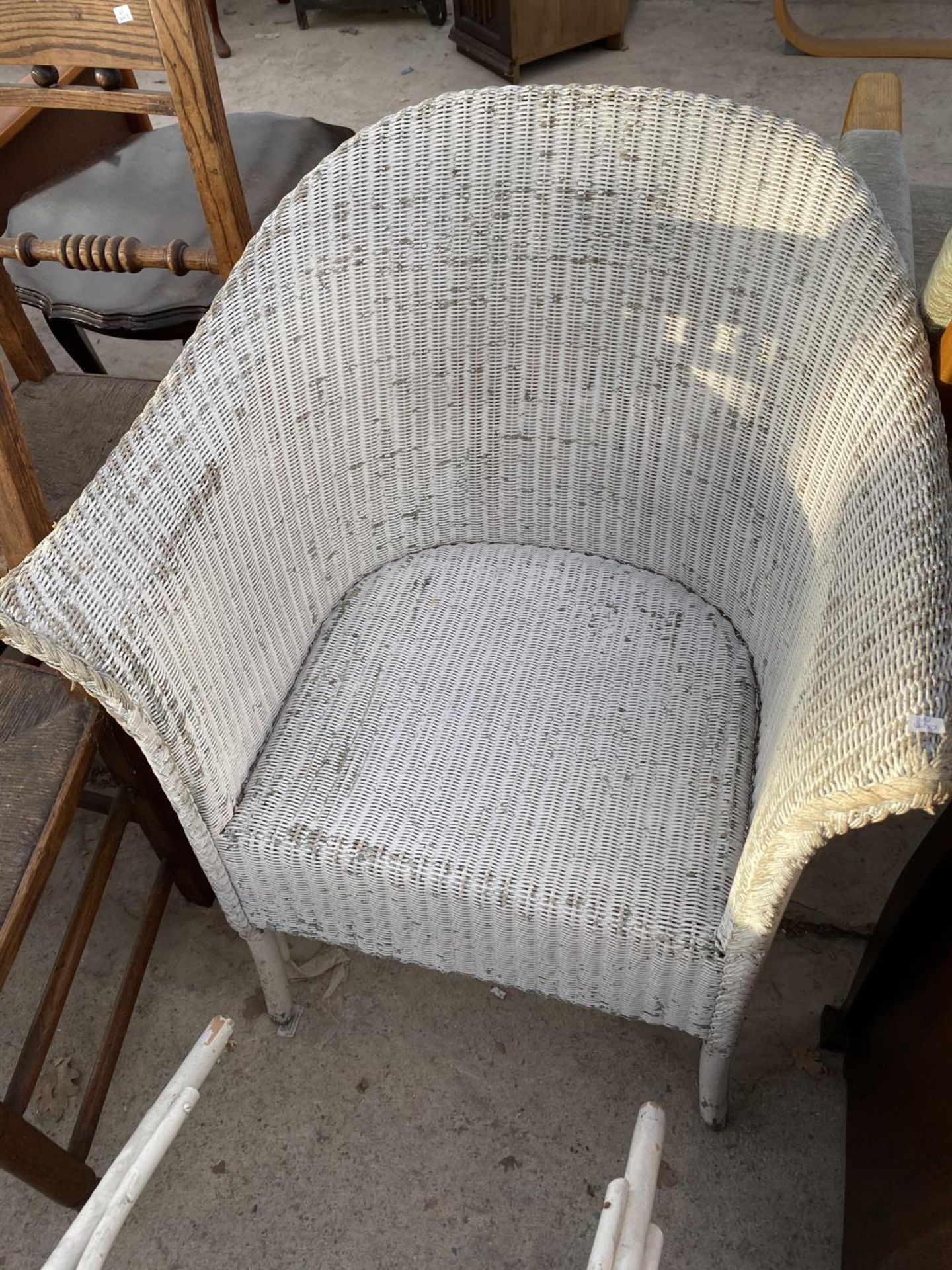 TWO LLOYD LOOM STYLE BEDROOM ARMCHAIRS - Image 3 of 3