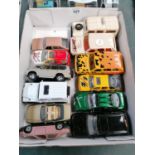 TWELVE ASSORTED DIE CAST MODELS, LAND ROVERS ETC