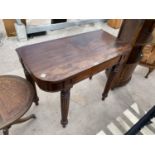 A VICTOTIAN MAHOGANY HALL TABLE ON FLUTED TAPERED SUPPORTS