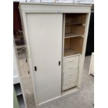 A WHITE WARDROBE WITH FIVE INNER DRAWERS
