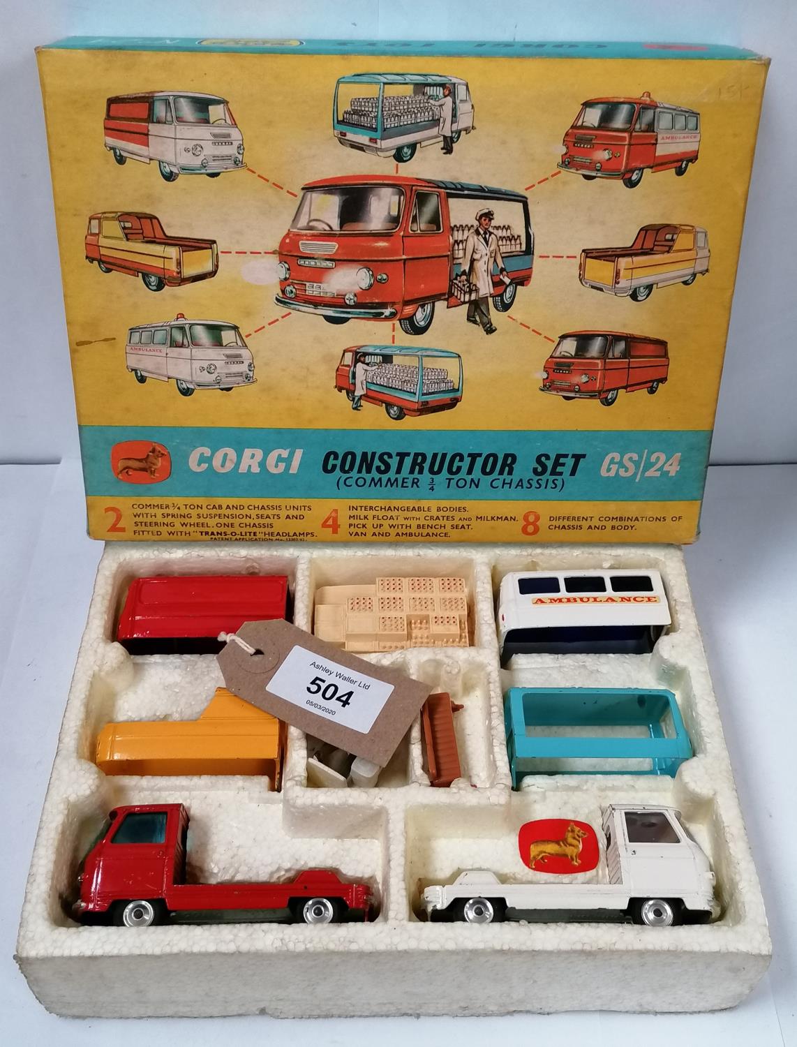 Corgi Gift Set No 24 - Constructor Commer Van, appears complete, models overall good/good plus, some