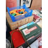 VARIOUS ITEMS - PICNIC BASKET, THOMAS THE TANK TRAIN SET, BOARD GAMES ETC