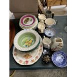 A LARGE COLLECTION OF ASSORTED CERAMICS TOGETHER WITH A GLASS PAPERWEIGHT ETC