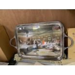A GOOD QUALITY SILVER PLATED SERVING/ DRINKS TRAY