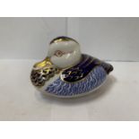 A ROYAL CROWN DERBY PAPER WEIGHT WITH GOLD STOPPER