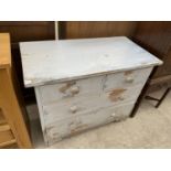 A PAINTED PINE CHEST OF TWO SHORT AND TWO LONG DRAWERS