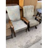 A PARKER KNOLL ARMCHAIR AND A MAHOGANY ROCKING CHAIR